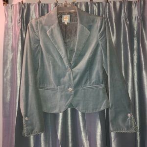 French blue velvet blazer/ jewel buttons Old Navy